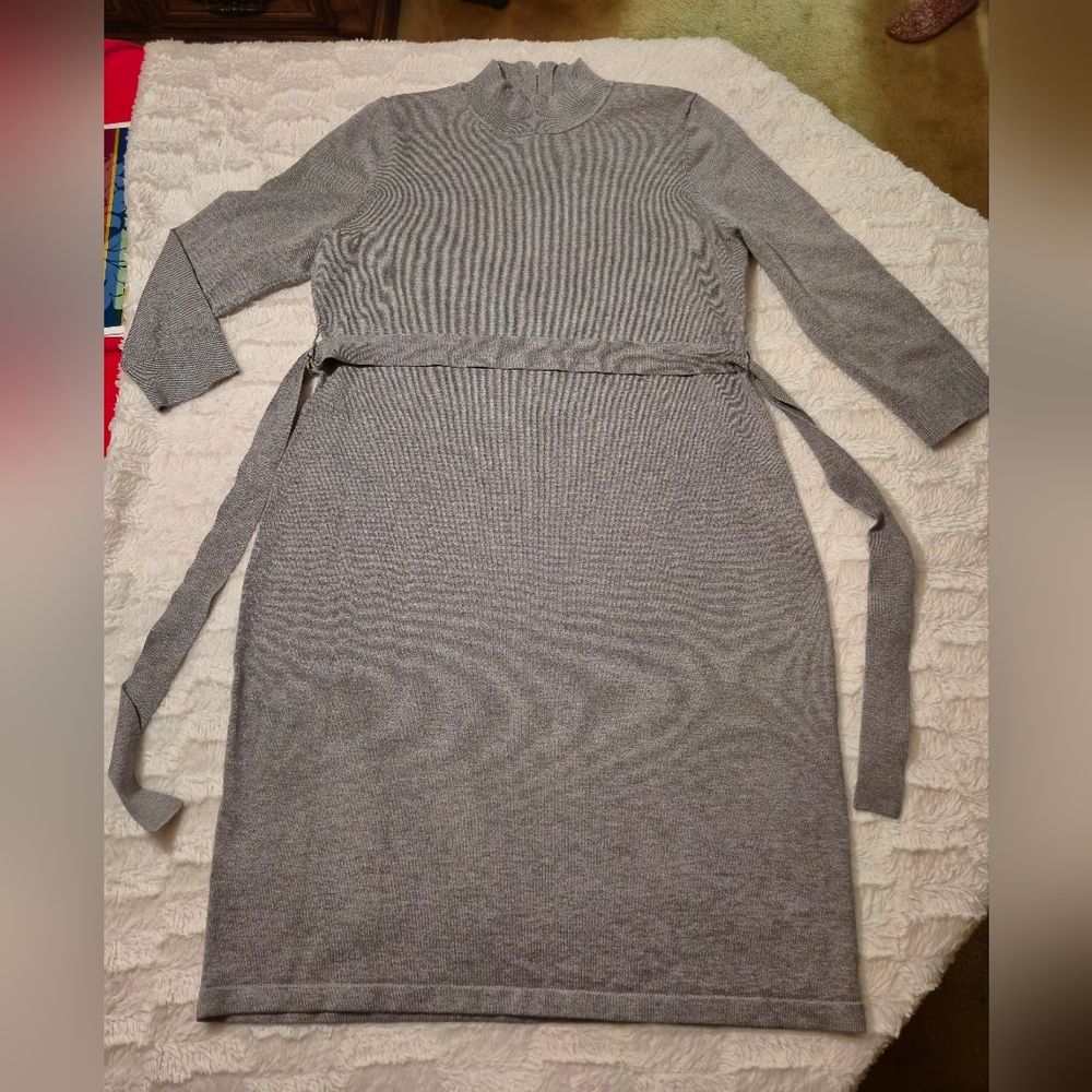 Calvin Klein Long Sleeve Gray Dress - Picture 2 of 8